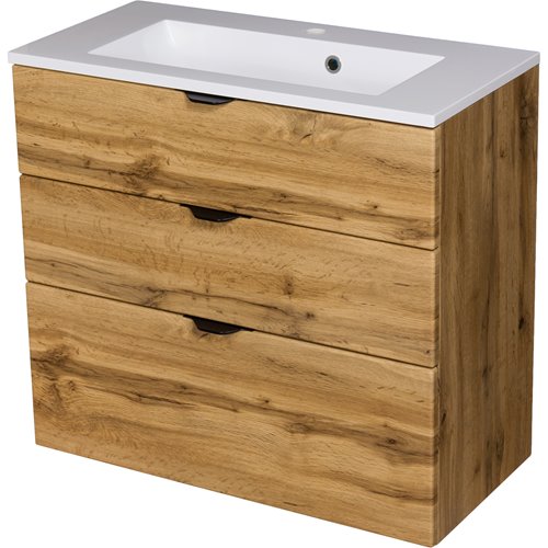 Szafka łazienkowa wisząca z umywalką dąb naturalny 80 cm Victa Gante