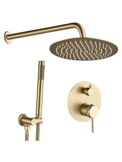 Zestaw prysznicowy podtynkowy box Lungo Grip Rea złoto szczotkowane