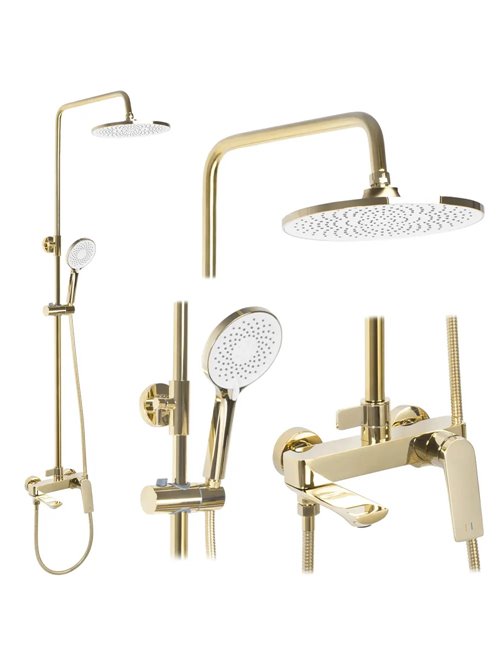 Złoty zestaw prysznicowy z wylewką Avalon Rea