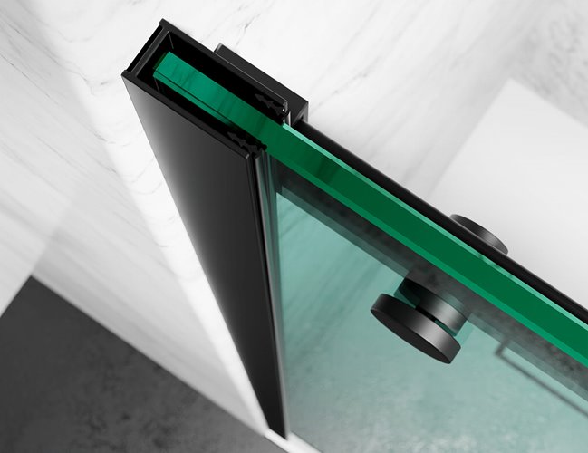 Drzwi prysznicowe rozsuwane prawe/lewe do wnęki 131-137 cm szkło 8mm przeźroczyste profile czarny mat Swiss Liniger