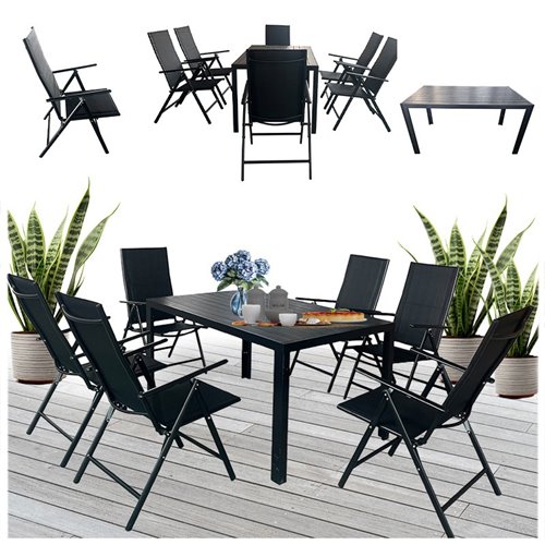 Zestaw mebli ogrodowych metalowych stół i krzesła Vera kolor czarny