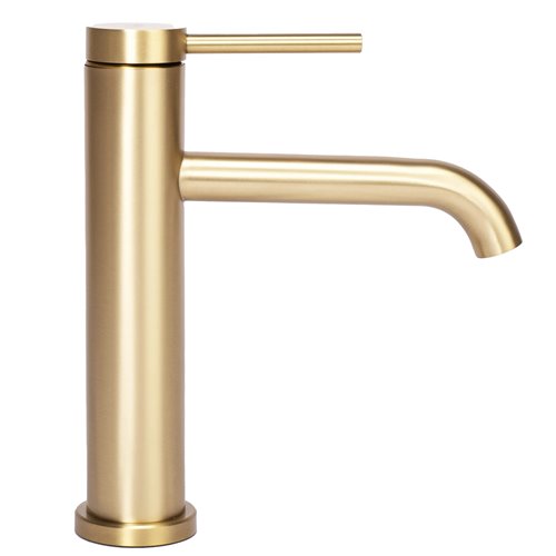 Złota szczotkowana bateria umywalkowa niska Clif Rea