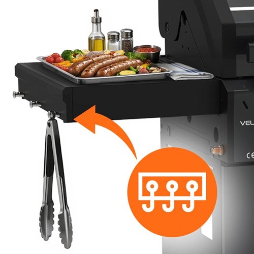 Grill gazowy ZEUS-B kolor czarny ruszt żeliwny moc 11,5 kW + pokrowiec + palnik boczny zdjęcie 17