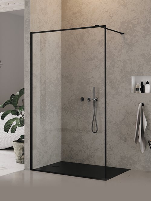 Czarna matowa ścianka prysznicowa 120 cm EXK-0108 New Modus Black New Trendy