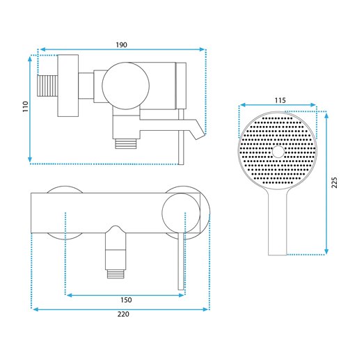 Złota szczotkowana bateria wannowa Foss Rea