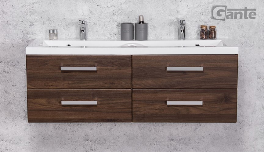 Szafka łazienkowa wisząca z umywalką 120 cm 39/4 Fokus kolor orzech