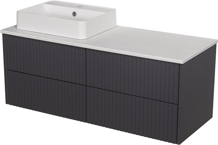 Szafka łazienkowa wisząca frezowana z umywalką 120 cm Mirage kolor szary mat