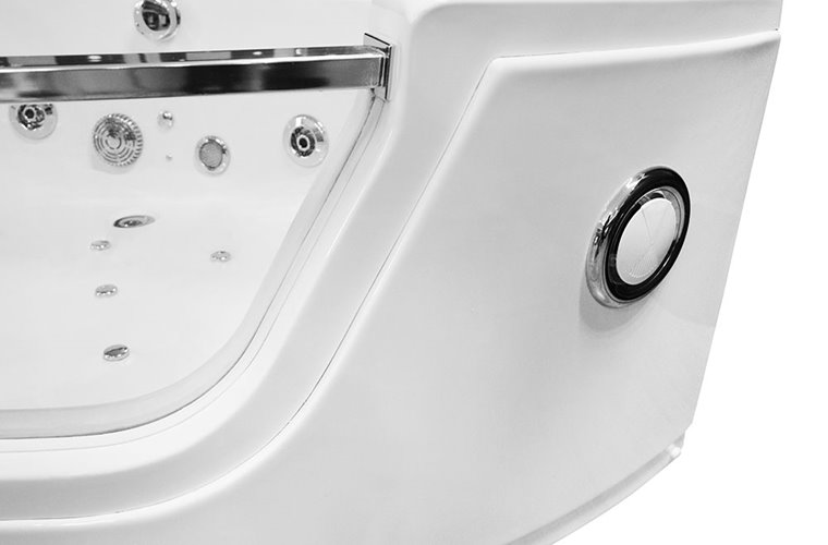 Wanna z hydromasażem narożna 135x135 cm MO-0057 czarny zagłówek