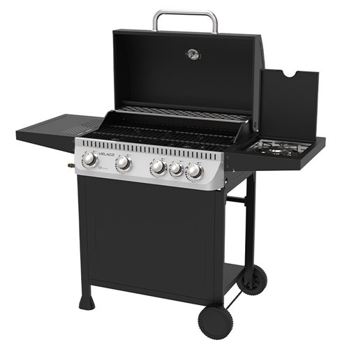 Grill gazowy APOLLO-C kolor czarny ruszt żeliwny moc 14,5 kW + pokrowiec + palnik boczny