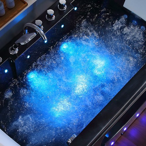 Czarna prostokątna wanna z hydromasażem 160x84 cm Iris 933C Hydrosan