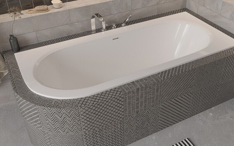 Wanna do zabudowy Avita Slim+ Besco prawa 160x75 cm komplet syfon + przelew zdjęcie 3