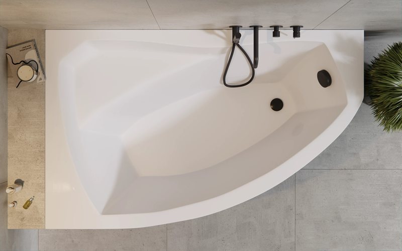 Śnieżnobiała wanna akrylowa Rima 160 cm