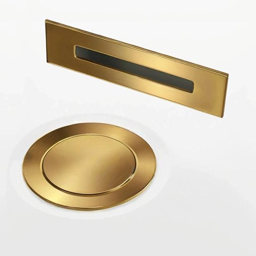 Wanna narożna przyścienna z półką 170 cm Intero Corsan Lewa korek i przelew złoty szczotkowany zdjęcie 5