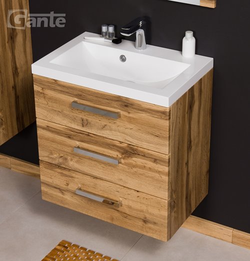 Szafka łazienkowa wisząca z umywalką 60/39/3 seria Fokus NE