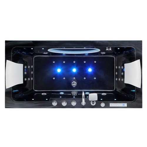 Czarna prostokątna wanna z hydromasażem 160x84 cm Iris 933C Hydrosan