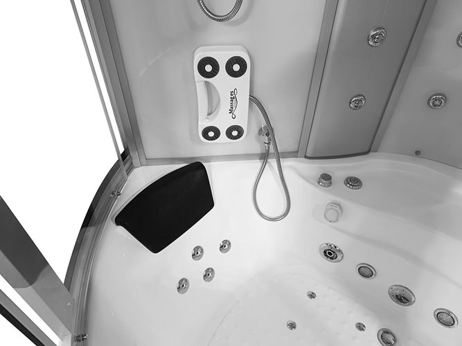 Duża kabino wanna z sauną Spa i hydromasażem białe ściany 150x150 cm MO-08150BS