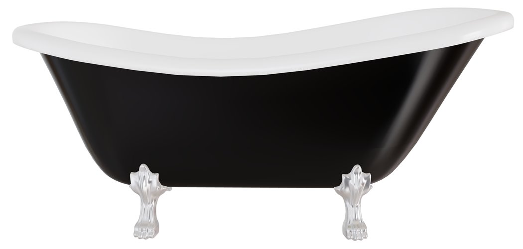 Czarno-biała wanna wolnostojąca 160 nogi chrom Otylia B&W Besco WKO-160-BWC