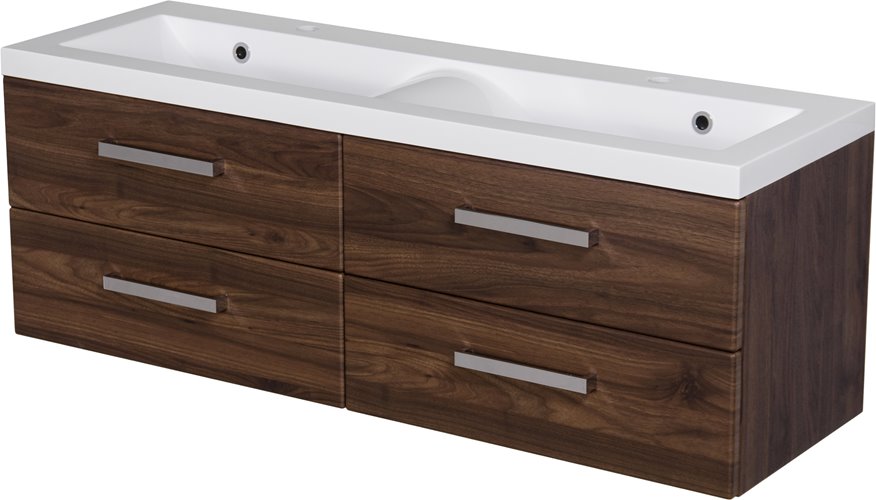 Szafka łazienkowa wisząca z umywalką 120 cm 39/4 Fokus kolor orzech