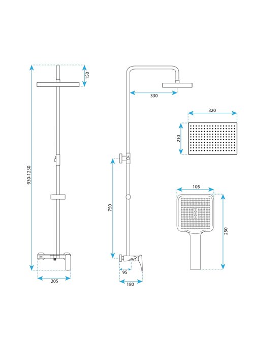 Zestaw prysznicowy natynkowy złoty szczotkowany Joe Rea