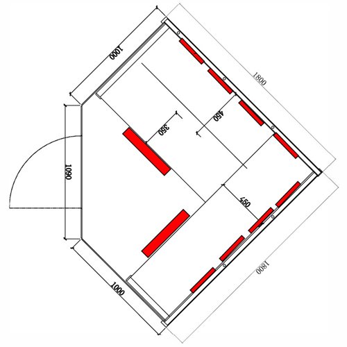 Sauna na podczerwień 6-osobowa 180x180 cm grzejniki kwarcowe i karbonowe Alta7 Infrared