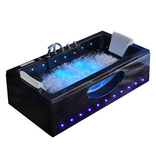 Czarna prostokątna wanna z hydromasażem 170x84 cm Iris 933C Hydrosan