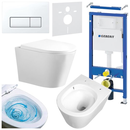 Zestaw podtynkowy stelaż GEBERIT DUOFIX + miska PRIMA-WH-TR-02 + przycisk DELTA 50 biały