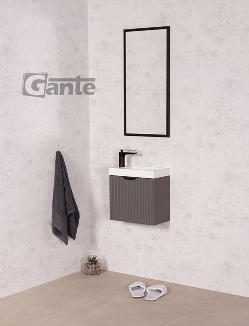 Szafka łazienkowa wisząca z umywalką szary mat 40 cm Fresco Gante