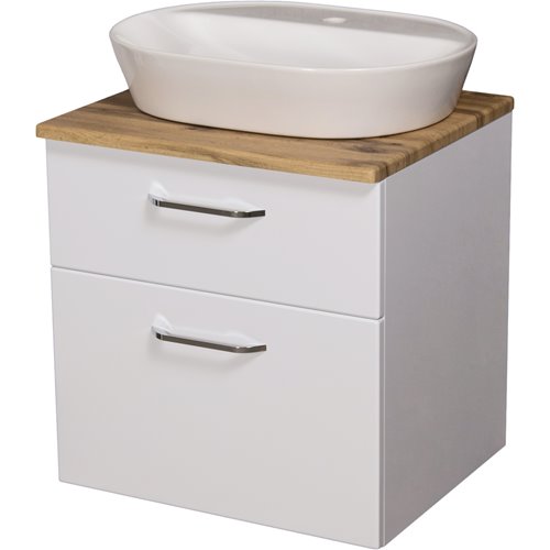 Szafka łazienkowa wisząca z umywalką nablatową 60 cm SETTO MODULO kolor biały połysk