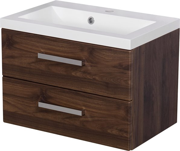 Szafka łazienkowa wisząca z umywalką 60 cm 39/2 Fokus kolor orzech