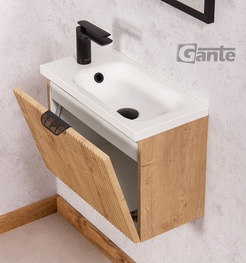 Szafka łazienkowa wisząca z umywalką dąb burlington 50 cm Fresco Gante