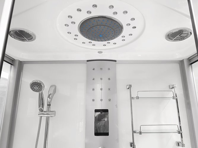 Biała prostokątna kabino wanna z hydromasażem + sauna 145x85 cm MO-09944A-145BS