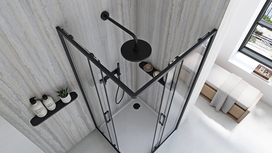 Kabina prysznicowa kwadratowa 80x80 profil czarny City Rea Black
