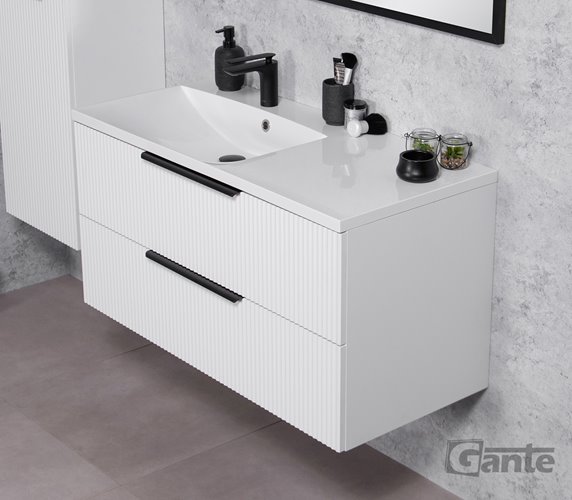 Szafka łazienkowa wisząca frezowana z umywalką 100 cm 46/2 Sydney kolor biały