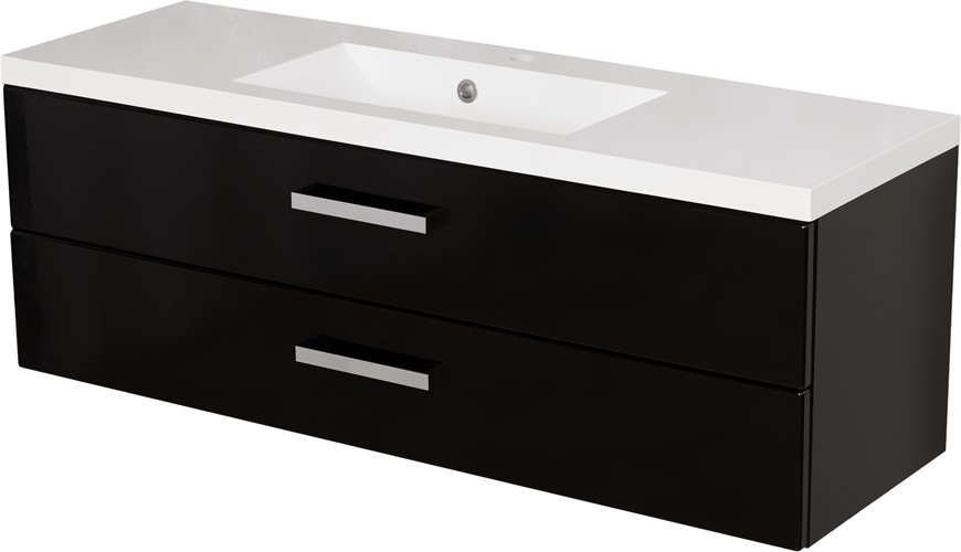 Czarna szafka wisząca z umywalką 120 cm Clever seria Fokus C