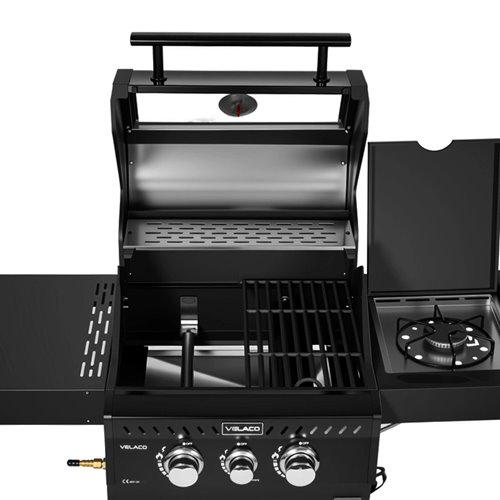Grill gazowy ZEUS-A kolor czarny ruszt żeliwny moc 8,5 kW + pokrowiec + palnik boczny zdjęcie 17