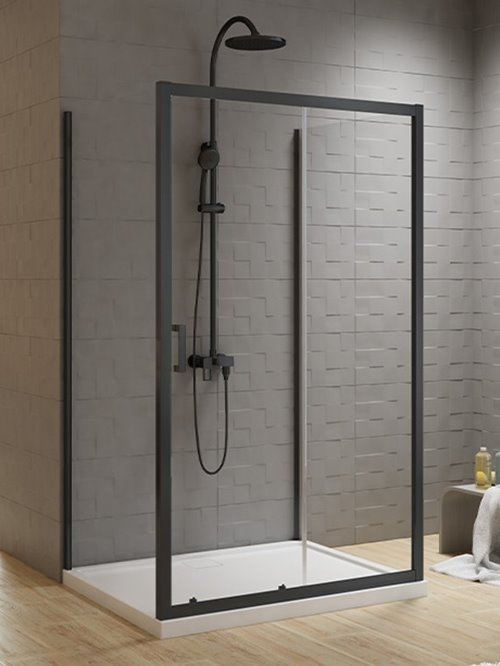 Kabina prostokątna przyścienna 100x80x80 cm profile czarny mat K-5154 New Varia Black New Trendy