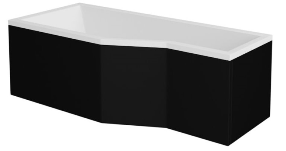 Czarno-biała wanna prostokątna z obudową Integra 170 Lewa Besco