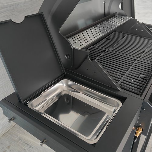 Grill gazowy ZEUS-C kolor czarny ruszt żeliwny moc 14,5 kW + pokrowiec + palnik boczny + LED