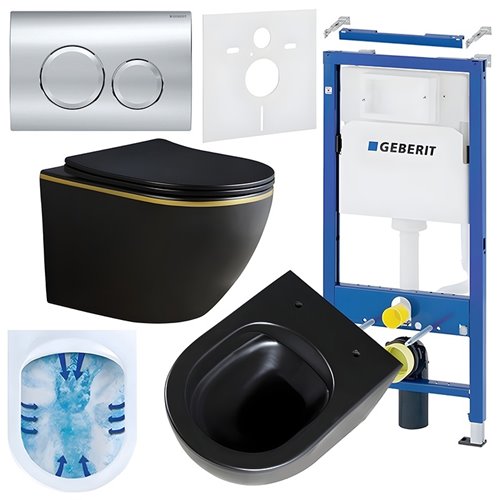 Zestaw podtynkowy stelaż GEBERIT DUOFIX + miska PEAK-MTB-GL-RIM-03 + przycisk DELTA 20 chrom