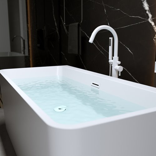 Wanna wolnostojąca biały przelew oraz korek przyścienna 150 cm Sofia Hydrosan