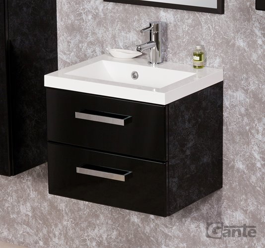 Szafka wisząca kolor czarny z umywalką 50/39/2 seria Fokus C