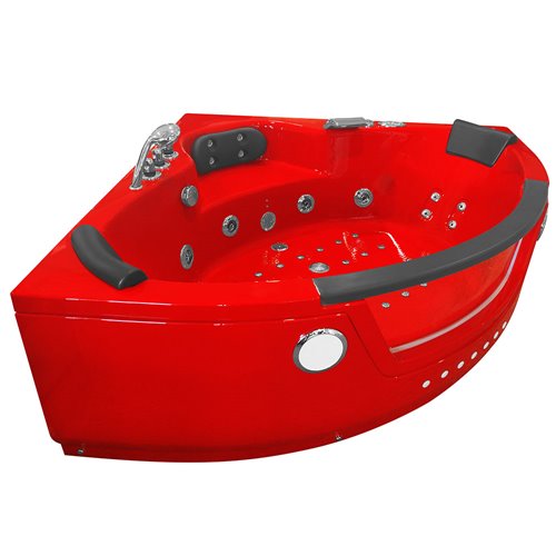 Czerwona wanna z hydromasażem narożna 152x152 cm MO-1004HC