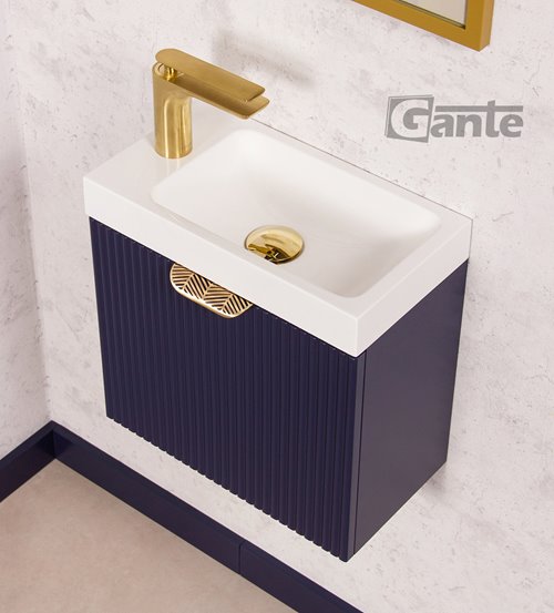 Szafka łazienkowa wisząca z umywalką granatowy mat 40 cm Fresco Gante