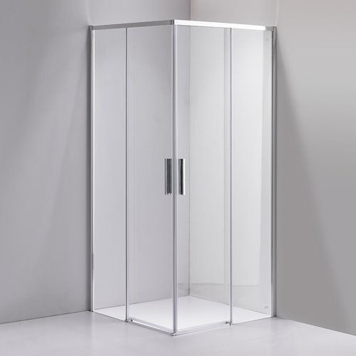 Chromowana kabina prysznicowa kwadratowa Super Slim Nova 80x80 drzwi rozsuwane