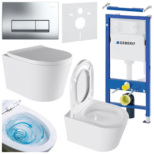 Zestaw podtynkowy stelaż GEBERIT DUOFIX + miska ELITE-WH-02 + przycisk DELTA 50 chrom