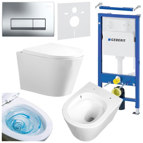 Zestaw podtynkowy stelaż GEBERIT DUOFIX + miska PRIMA-WH-TR-02 + przycisk DELTA 50 chrom