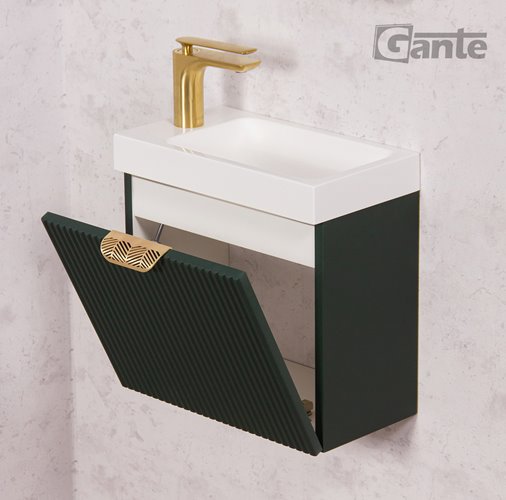 Szafka łazienkowa wisząca z umywalką zielony mat 40 cm Fresco Gante