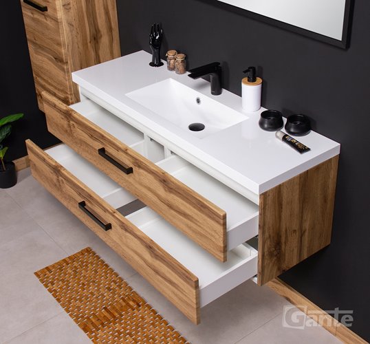 Szafka wisząca z umywalką 120 cm kolor dąb naturalny S2 seria Fokus Loft Gante