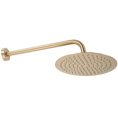 Złoty szczotkowany zestaw prysznicowy podtynkowy z termostatem Lungo Rea Gold Brush