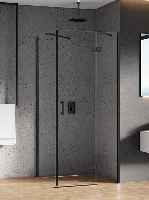 Kabina prysznicowa kwadratowa 90x90 prawa D-0204A/D-0111B New Renoma Black New Trendy